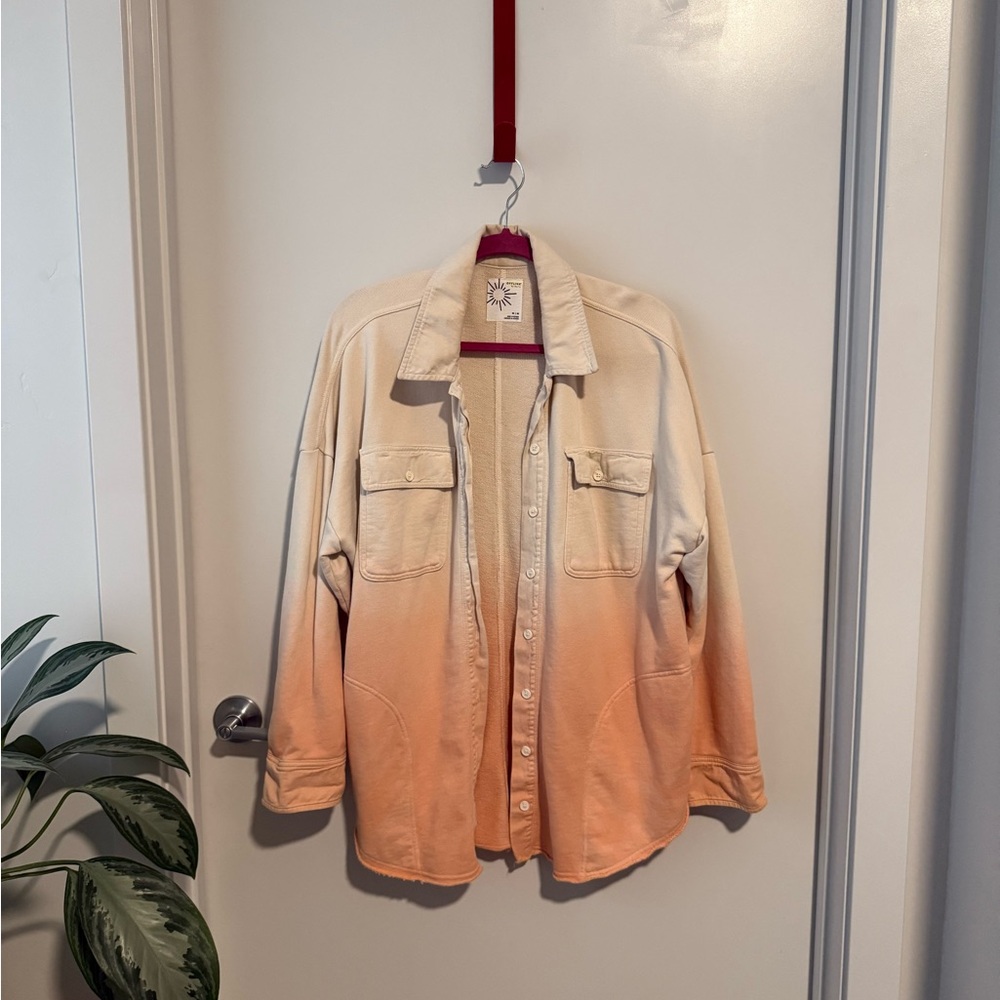 Stylish Beige and Orange Button-Down Shirt